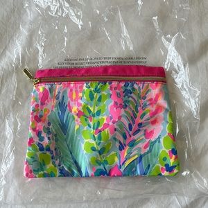 Lilly Pulitzer Catch the Wave cosmetic bag travel pouch gold zip super rare!